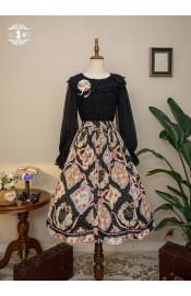 Miss Point Cat Rose Tea Open Front Daily Skirt(Reservation/Full Payment Without Shipping)